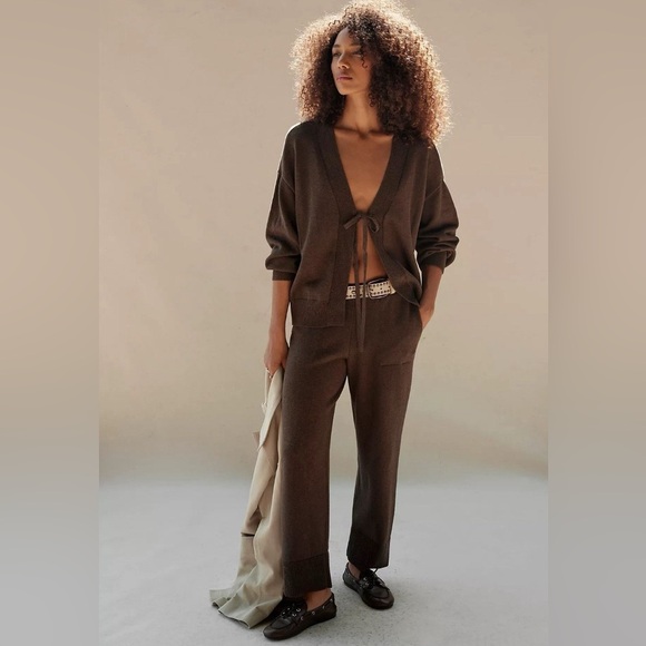 Free People Pants - Free People Beach Solar Sweater Set Size XS Relaxed Chocolate Brown $NEW 128!